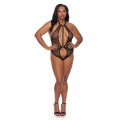 Barely Bare Teddy with Dual G-String Back Plus Size Zwart