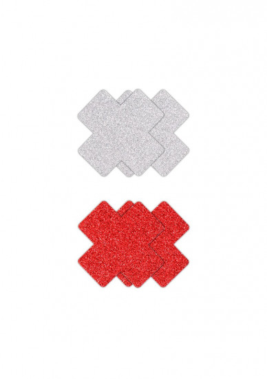 Pretty Pasties Glitter Kruis Rood/Zilver