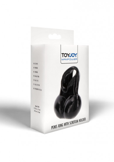 Toy Joy Penis Ring with scrotum holder Zwart