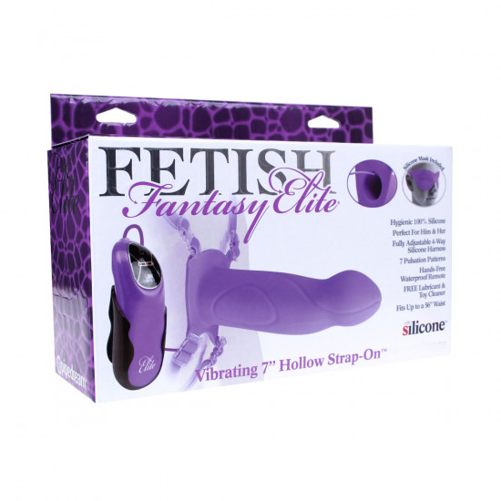 Elite Vibrating Vibrating 7 Inch Hollow Strap-On Paars