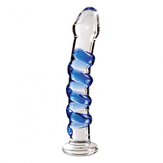 Icicles No. 5 Glazen Dildo Transparant met Blauw