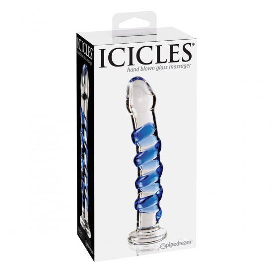 Icicles No. 5 Glazen Dildo Transparant met Blauw