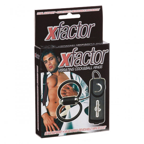 X-Factor Vibrating Cock & Ball Rings Zwart