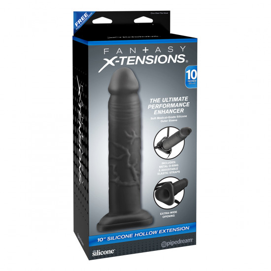 Fantasy X-tensions 10 Inch Silicone Hollow Extension Zwart