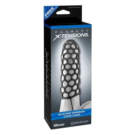 Fantasy X-tensions Silicone Warrior Cock Cage Zwart