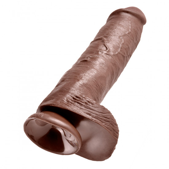 King Cock 11 Inch Cock with Balls Dildo Bruin