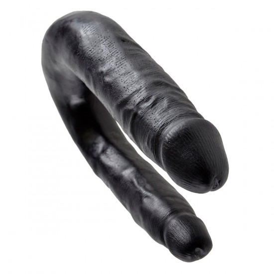 King Cock U-Shaped Small Double Trouble Dildo Zwart