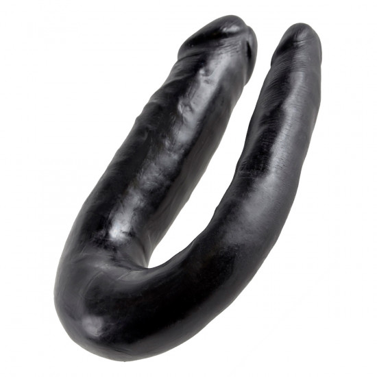 King Cock U-Shaped Small Double Trouble Dildo Zwart