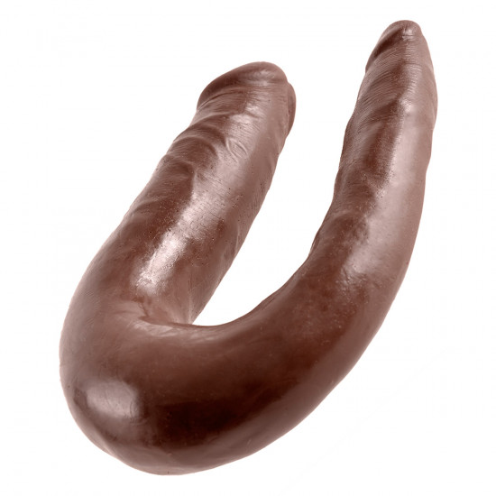 King Cock U-Shaped Small Double Trouble Dildo Bruin