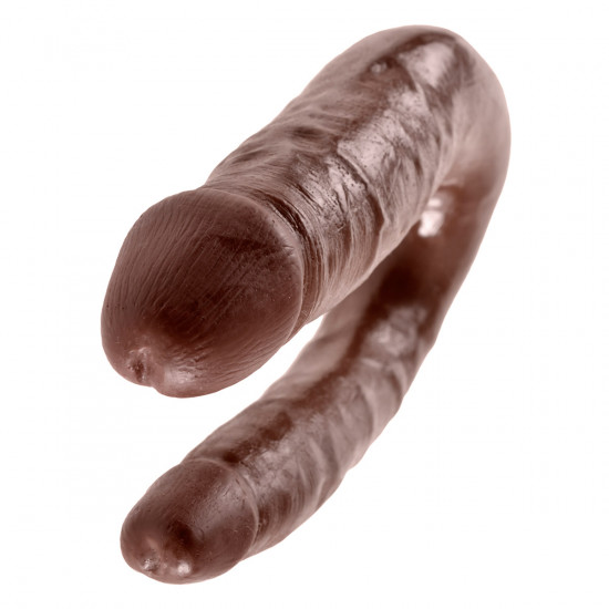 King Cock U-Shaped Small Double Trouble Dildo Bruin