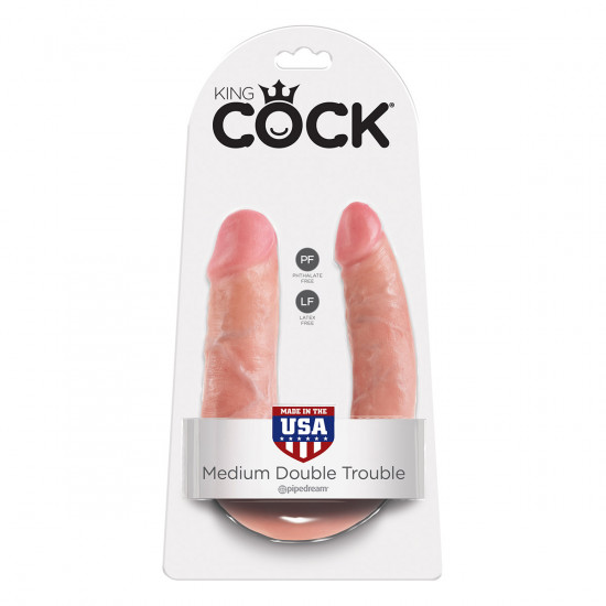 King Cock U-Shaped Medium Double Trouble Dildo Blank