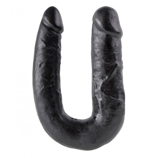 King Cock U-Shaped Medium Double Trouble Dildo Zwart