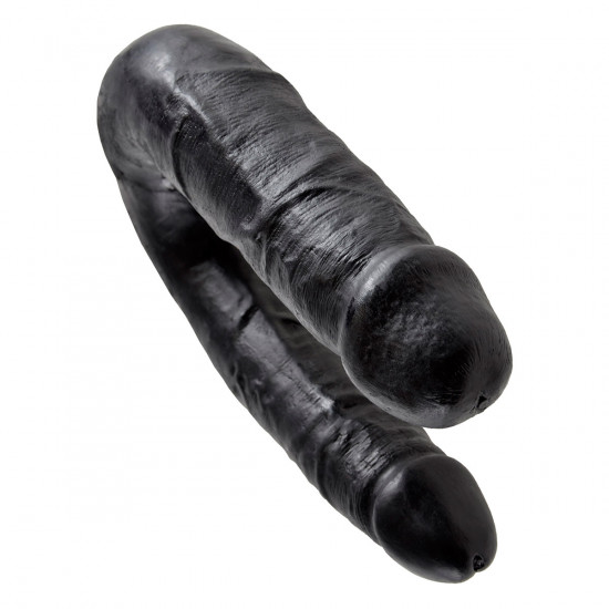 King Cock U-Shaped Medium Double Trouble Dildo Zwart