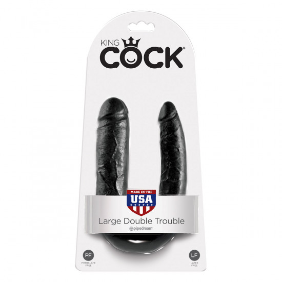 King Cock U-Shaped Large Double Trouble Dildo Zwart