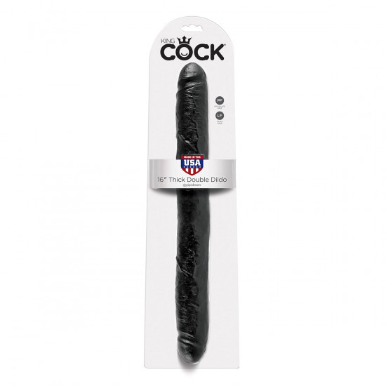 King Cock 16 Inch Thick Double Dildo Zwart