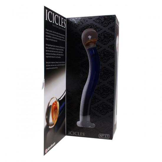 Icicles No. 17 Glazen Dildo Blauw met Transparant