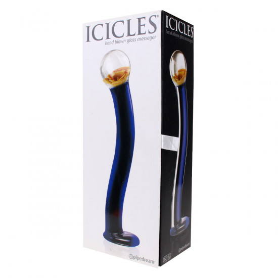 Icicles No. 17 Glazen Dildo Blauw met Transparant