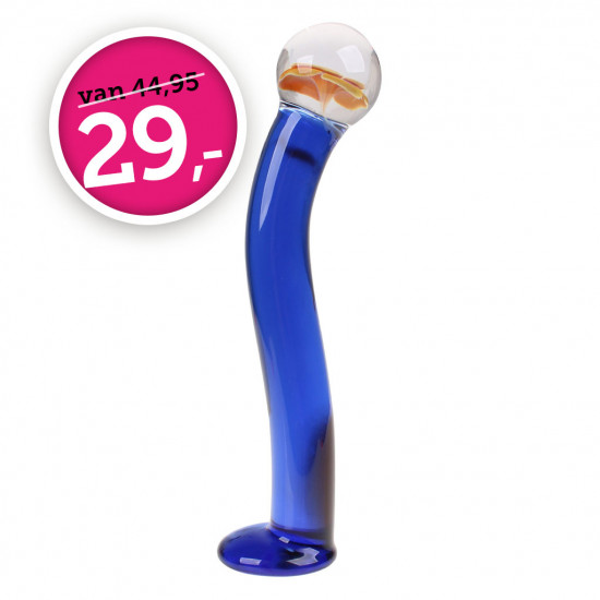 Icicles No. 17 Glazen Dildo Blauw met Transparant