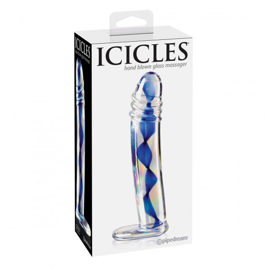 Icicles No. 9 Glazen Dildo Transparant met Blauw