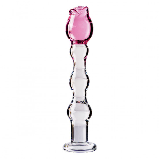 Icicles No. 12 Glazen Dildo Transparant Met Roze