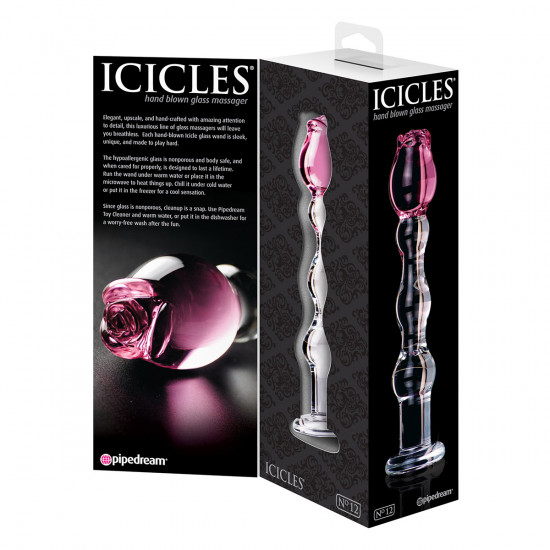 Icicles No. 12 Glazen Dildo Transparant Met Roze
