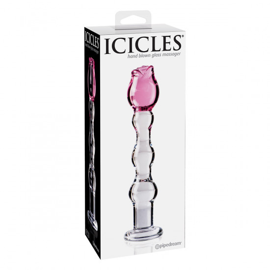 Icicles No. 12 Glazen Dildo Transparant Met Roze