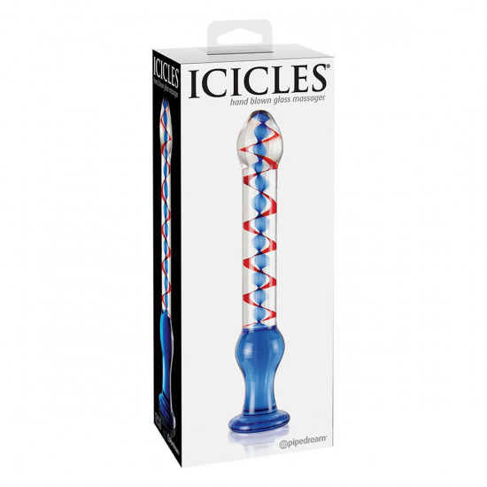 Icicles No. 22 Glazen Dildo Transp./Blauw/Rood