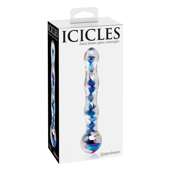 Icicles No. 8 Glazen Dildo Transparant met Blauw