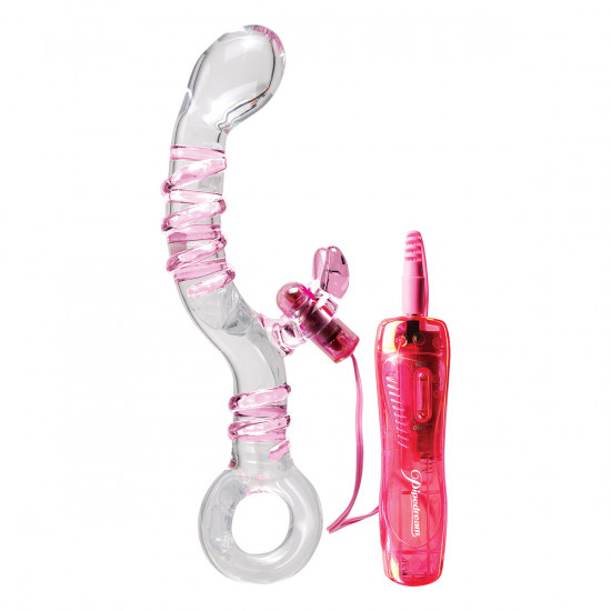Icicles No. 16 Glazen Rabbit Vibrator Transparant met Roze