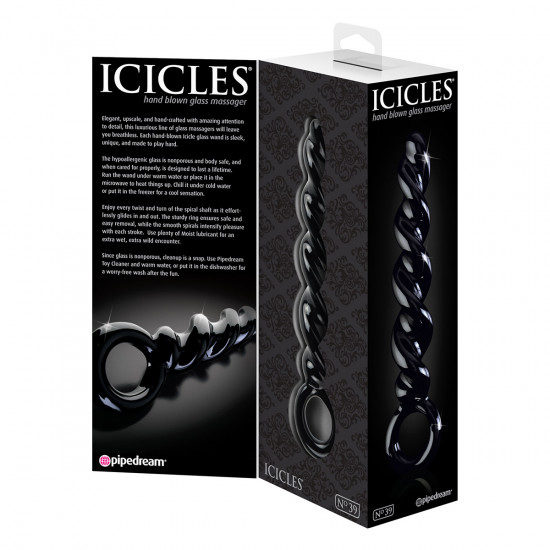 Icicles No. 39 Glazen Dildo Zwart