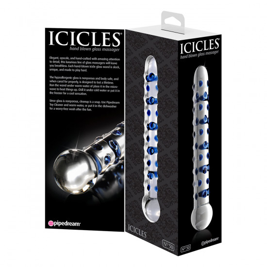 Icicles No. 50 Glazen Dildo Transparant met Blauw