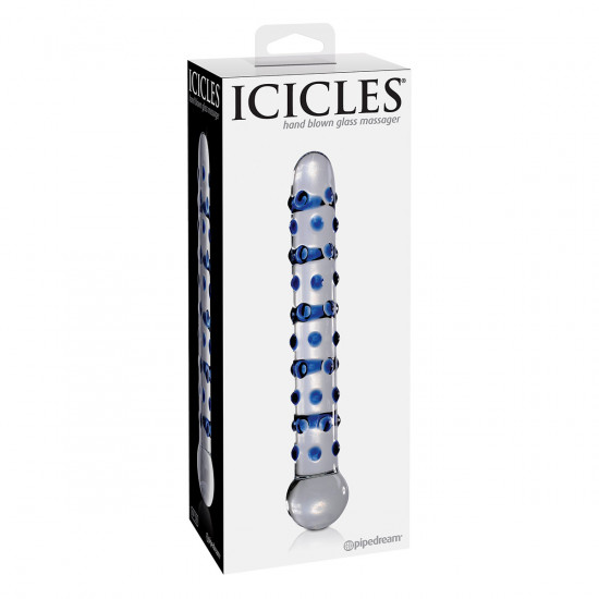 Icicles No. 50 Glazen Dildo Transparant met Blauw