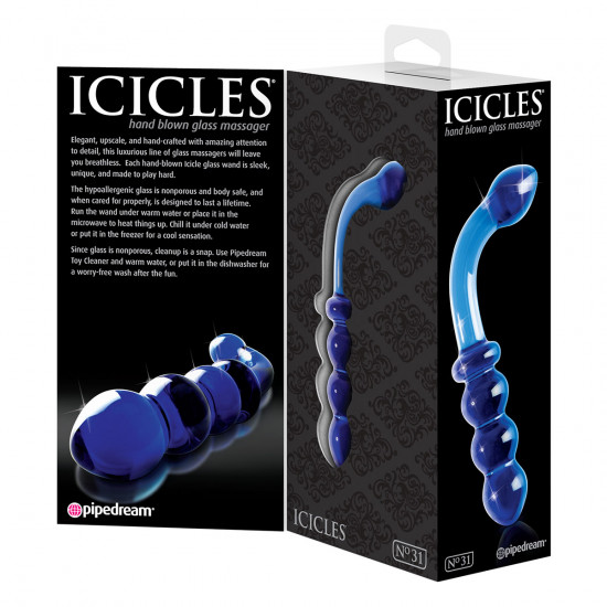 Icicles No. 31 Glazen Dildo Blauw