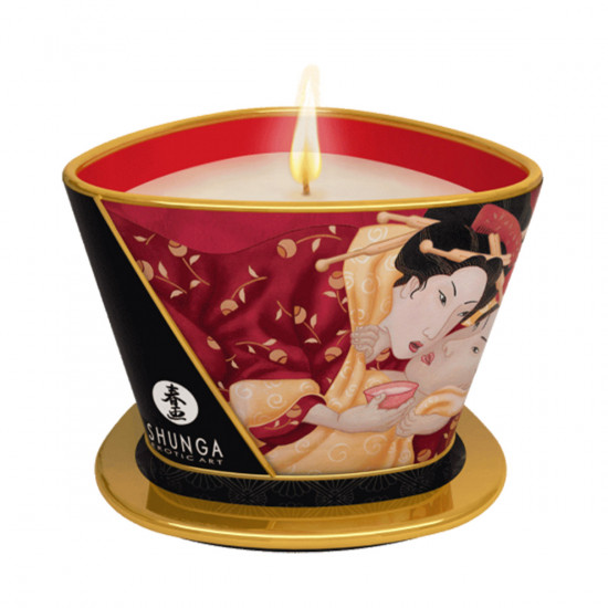 Shunga Candle Strawberry Romance Massage Kaars 170 ml.