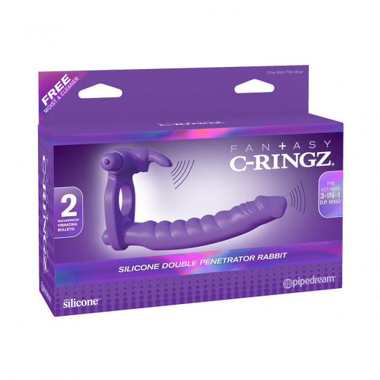 C-Ringz Silicone Double Penetrator rabbit Cockring paars
