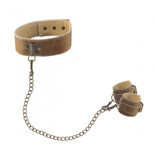 Ouch! Halsband met Handboeien Bruin