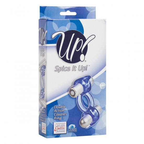 Spice It Up! Dubbele Vibrerende Cockring Blauw