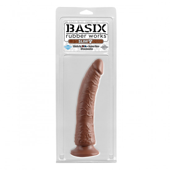 Basix Rubber Works Slim 7 Dildo Bruin