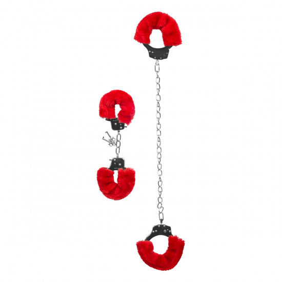 Furry Enkel en Handboeien Set Rood