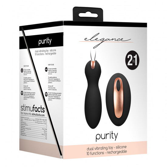 Elegance Purity Vibrerend Eitje + Stimulator Zwart