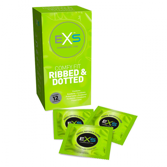 EXS Comfy Fit Ribbed & Dotted Condooms 12 Stuks