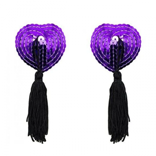 Nipple Tassels Paillette Heart Paars