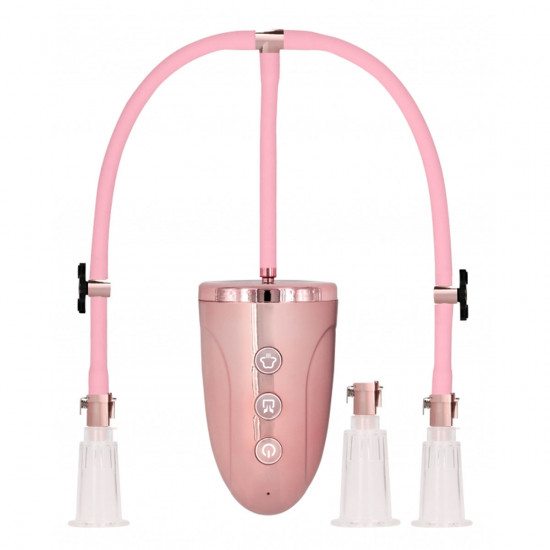 Automatic Rechargeable Clitoral & Nipple Pump Set - L - Pink