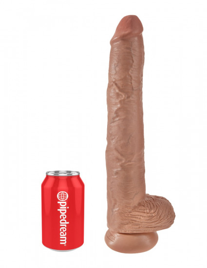 King Cock 14 Inch Cock with Balls Dildo Bruin
