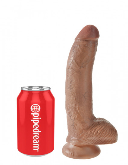 King Cock 9 Inch Cock with Balls Dildo Lichtbruin