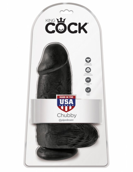 King Cock 9 Inch Chubby with Balls Dildo Zwart