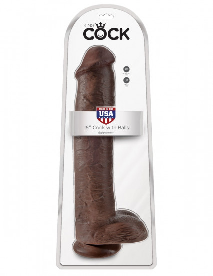 King Cock 15 Inch Cock with Balls Dildo Bruin