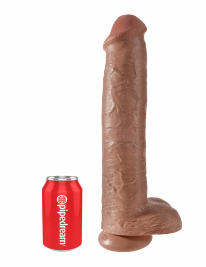 King Cock 15 Inch Cock with Balls Dildo Lichtbruin