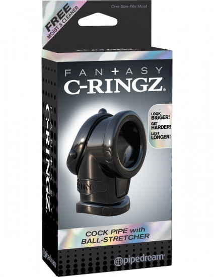 C-Ringz Cock Pipe With Ball-Stretcher Cockring Zwart
