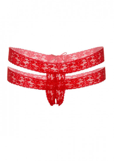 Daring Intimates Lucy Crotchless Slip Rood L/XL